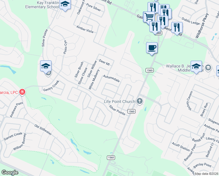 map of restaurants, bars, coffee shops, grocery stores, and more near 11726 Oak Park Glen in San Antonio