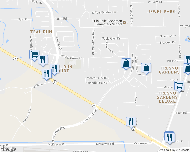 map of restaurants, bars, coffee shops, grocery stores, and more near 1506 Monterra Point in Fresno