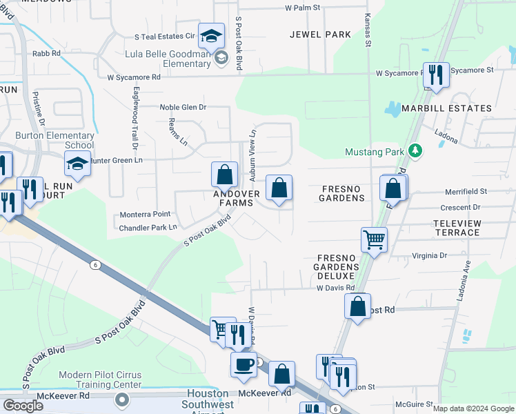 map of restaurants, bars, coffee shops, grocery stores, and more near 1027 Auburn View Lane in Fresno