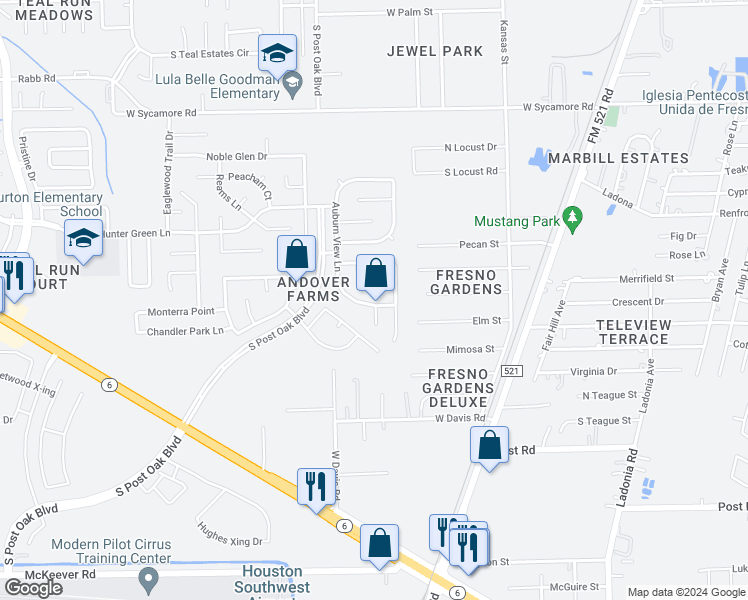 map of restaurants, bars, coffee shops, grocery stores, and more near 922 Auburn View Lane in Fresno