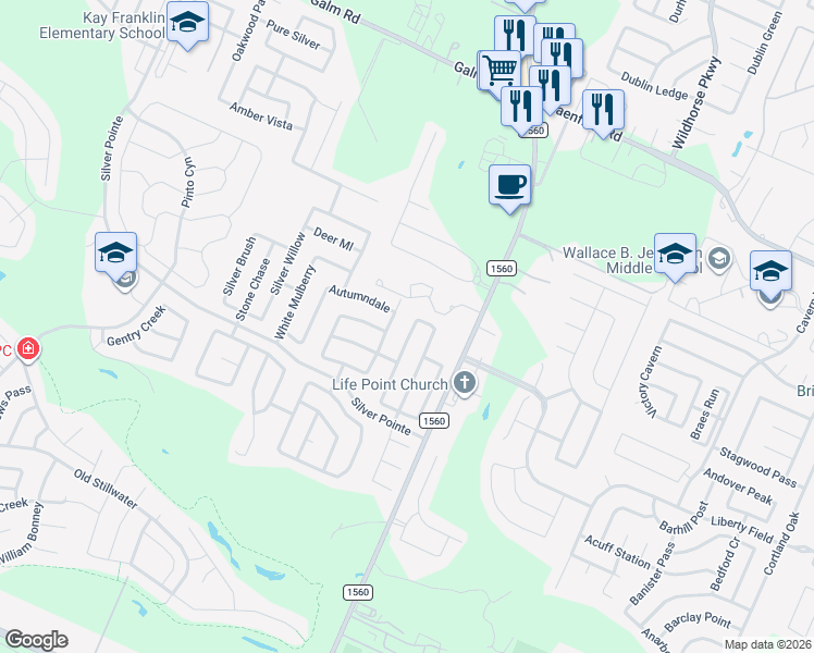 map of restaurants, bars, coffee shops, grocery stores, and more near 8401 Farm to Market Road 1560 in San Antonio