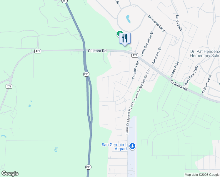 map of restaurants, bars, coffee shops, grocery stores, and more near 8266 Phantom Field in San Antonio