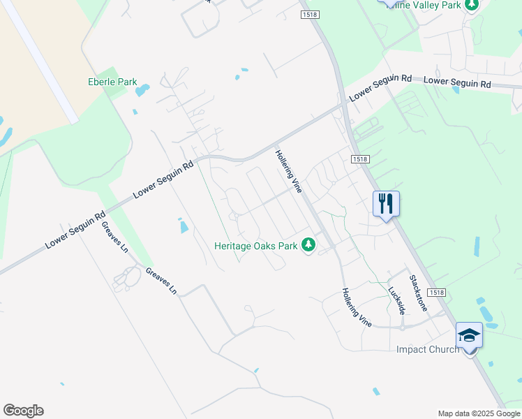 map of restaurants, bars, coffee shops, grocery stores, and more near 3044 Muntjac in Schertz