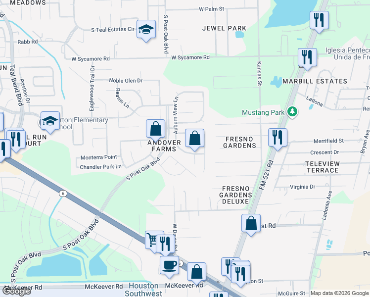 map of restaurants, bars, coffee shops, grocery stores, and more near 4730 Chisholm Hollow Court in Fresno