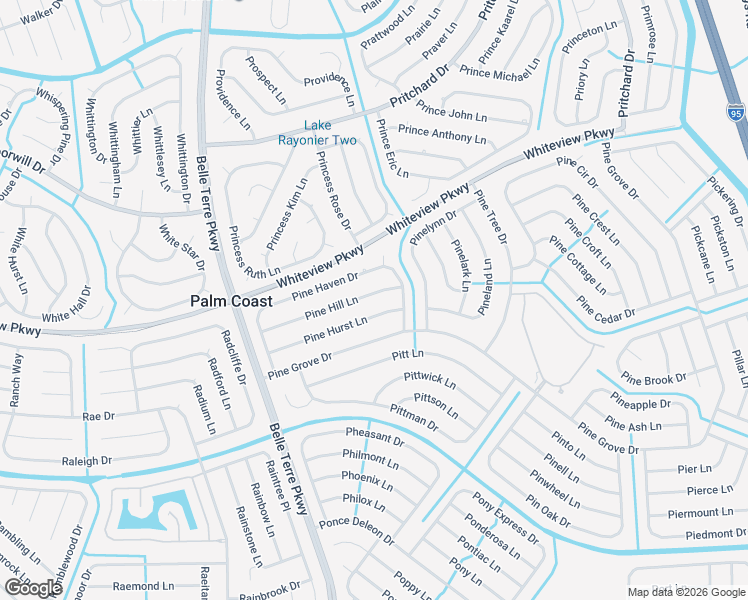 map of restaurants, bars, coffee shops, grocery stores, and more near 48 Pine Hill Lane in Palm Coast