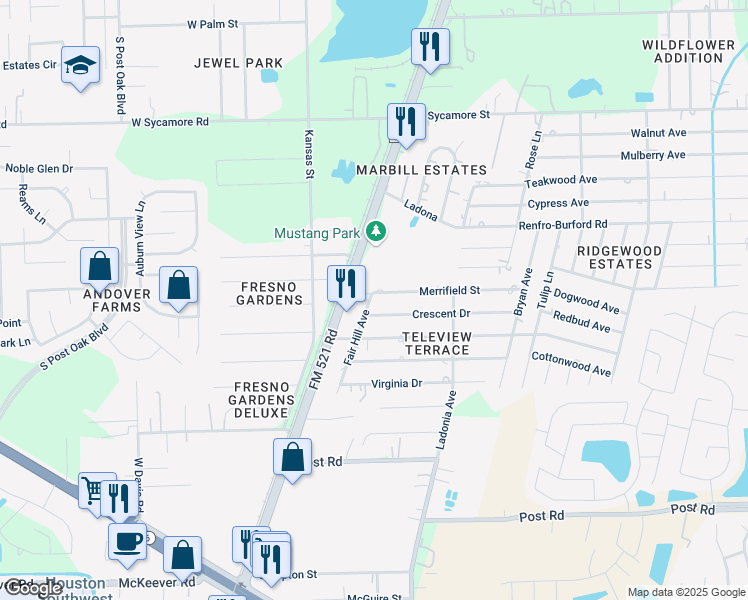 map of restaurants, bars, coffee shops, grocery stores, and more near 4619 Fair Hill Avenue in Fresno