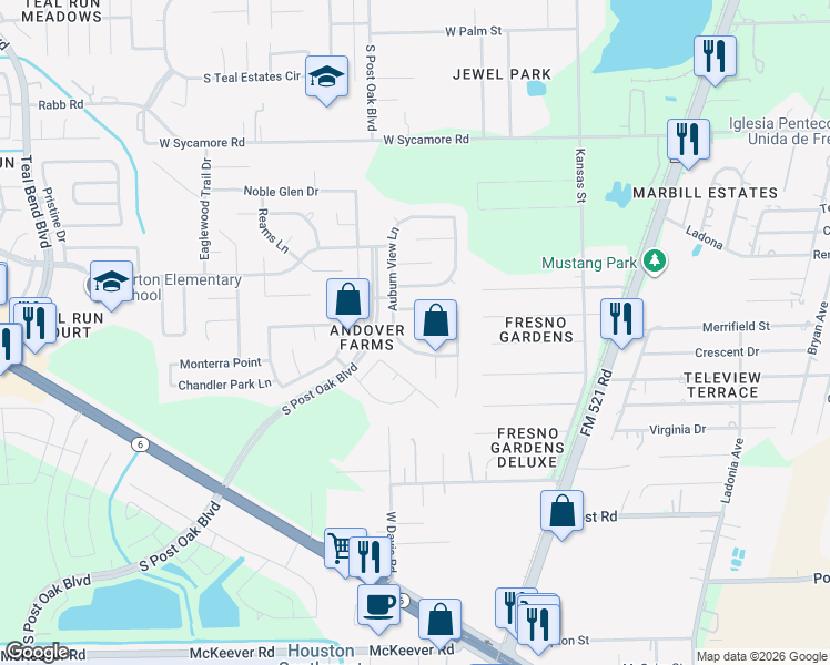 map of restaurants, bars, coffee shops, grocery stores, and more near 4730 Chisholm Hollow Court in Fresno
