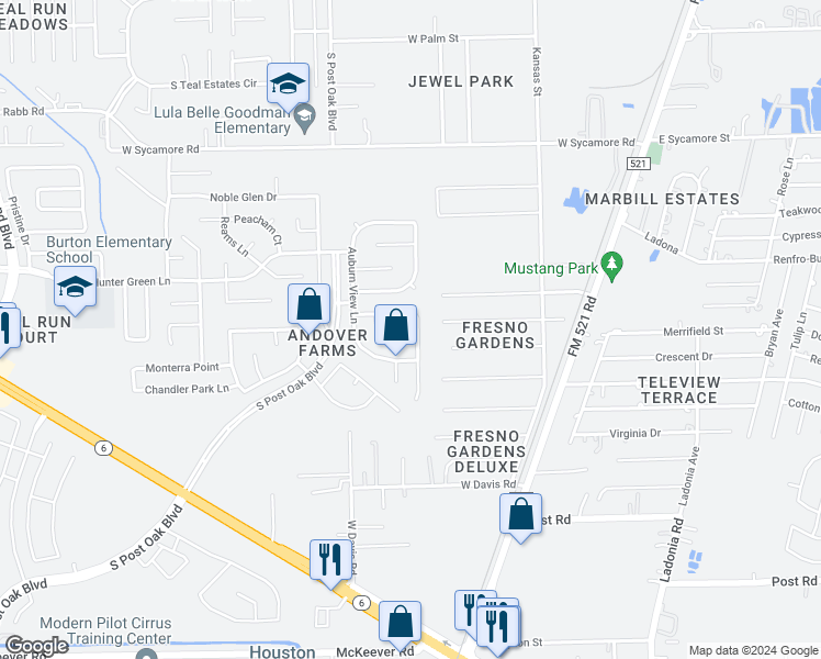 map of restaurants, bars, coffee shops, grocery stores, and more near 4722 Montclair Hill Lane in Fresno