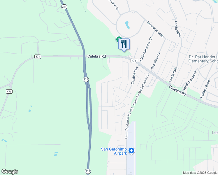 map of restaurants, bars, coffee shops, grocery stores, and more near 8266 Phantom Field in San Antonio