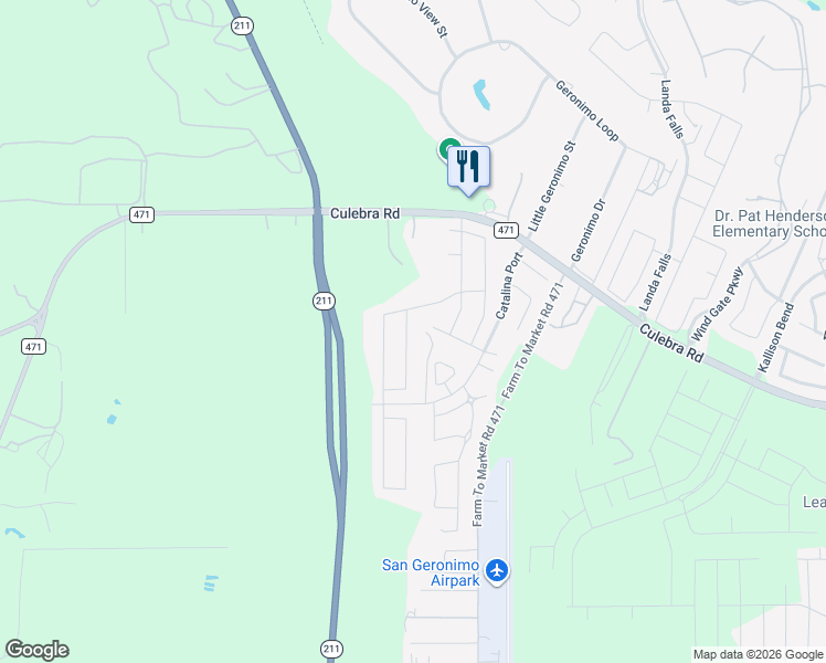 map of restaurants, bars, coffee shops, grocery stores, and more near 8266 Phantom Field in San Antonio