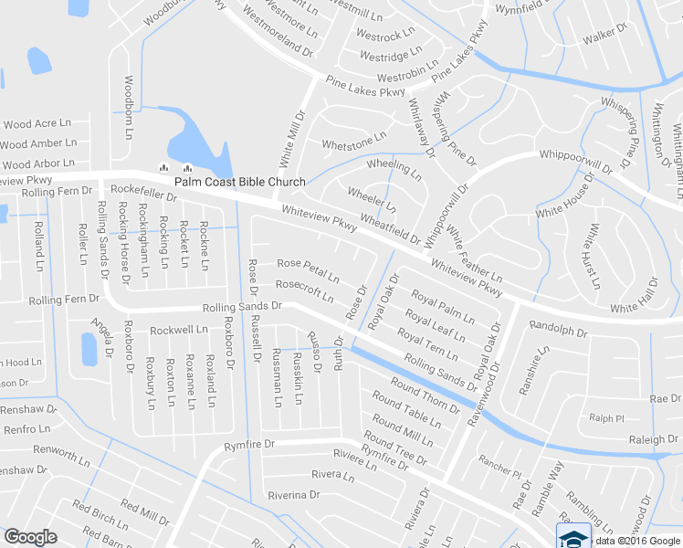 map of restaurants, bars, coffee shops, grocery stores, and more near 41 Rose Petal Lane in Palm Coast