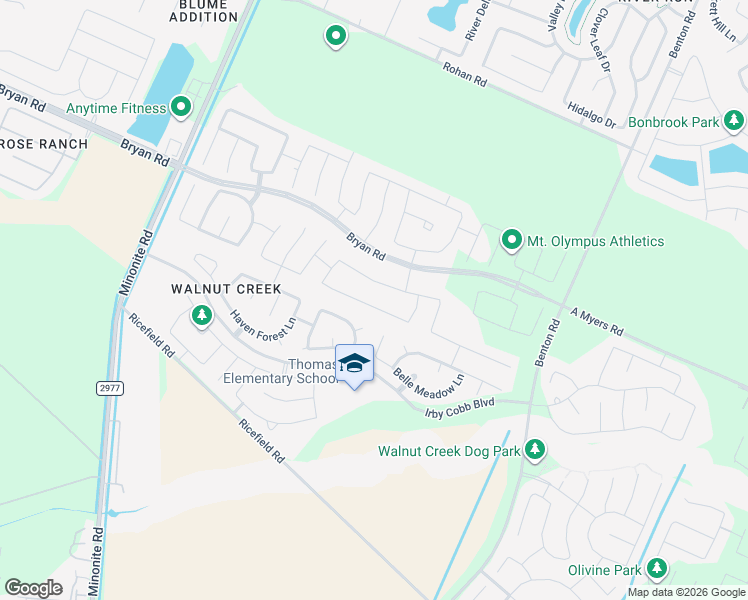 map of restaurants, bars, coffee shops, grocery stores, and more near 1902 Ascot Dew Court in Rosenberg