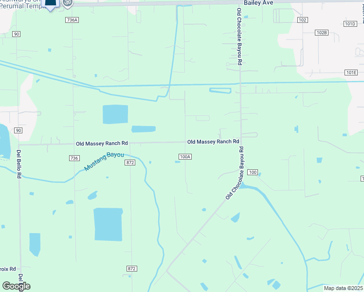 map of restaurants, bars, coffee shops, grocery stores, and more near 4400-4506 County Road 100A in Manvel