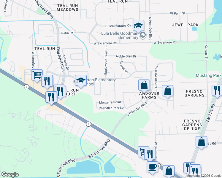 map of restaurants, bars, coffee shops, grocery stores, and more near 1407 Hunter Ridge Court in Fresno