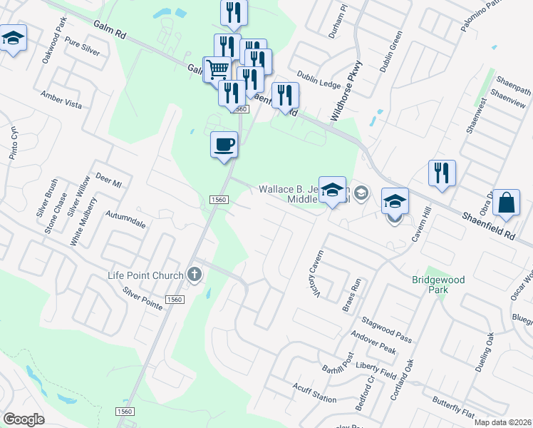 map of restaurants, bars, coffee shops, grocery stores, and more near 11326 October Chase in San Antonio