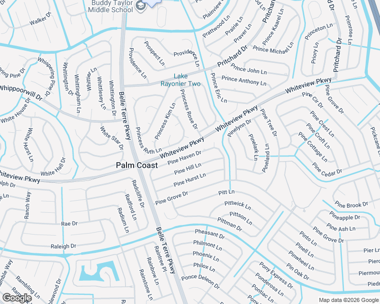 map of restaurants, bars, coffee shops, grocery stores, and more near 44 Pine Haven Drive in Palm Coast