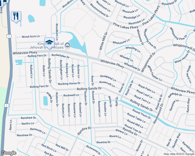 map of restaurants, bars, coffee shops, grocery stores, and more near 1 Rosecroft Lane in Palm Coast
