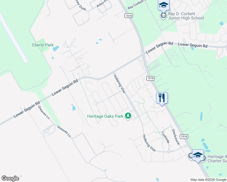 map of restaurants, bars, coffee shops, grocery stores, and more near 3105 Turquoise in Schertz