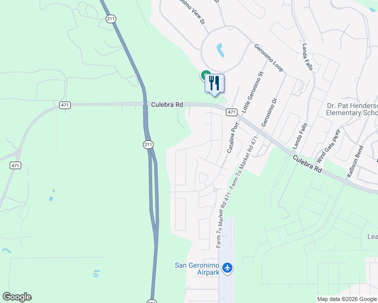 map of restaurants, bars, coffee shops, grocery stores, and more near 8266 Phantom Field in San Antonio