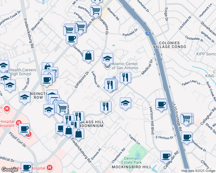 map of restaurants, bars, coffee shops, grocery stores, and more near 4041 Medical Drive in San Antonio