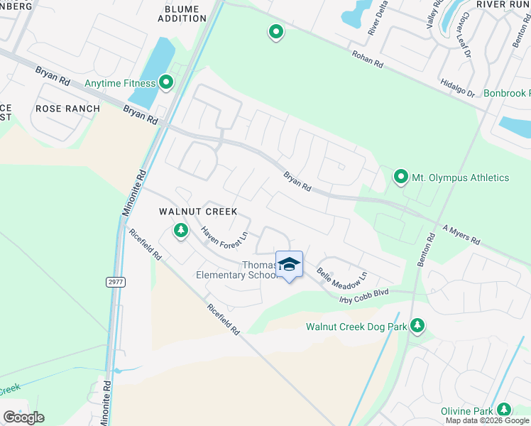 map of restaurants, bars, coffee shops, grocery stores, and more near 1906 Marble Stone Lane in Rosenberg