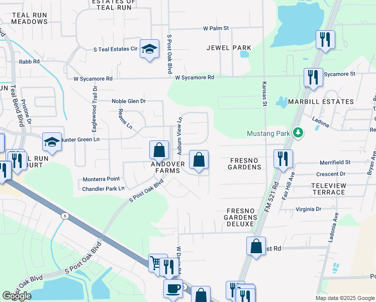 map of restaurants, bars, coffee shops, grocery stores, and more near 1018 Yorkshire Hollow Lane in Fresno
