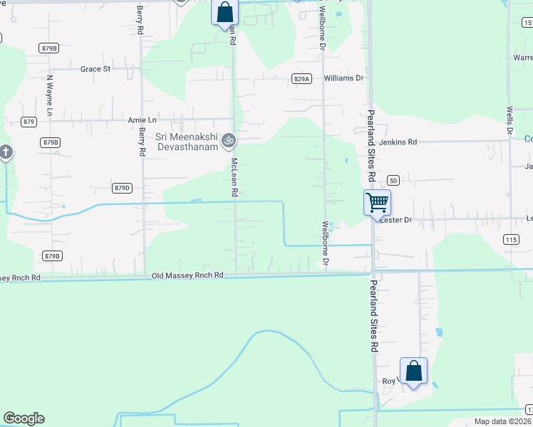 map of restaurants, bars, coffee shops, grocery stores, and more near 17325 McLean Road in Pearland