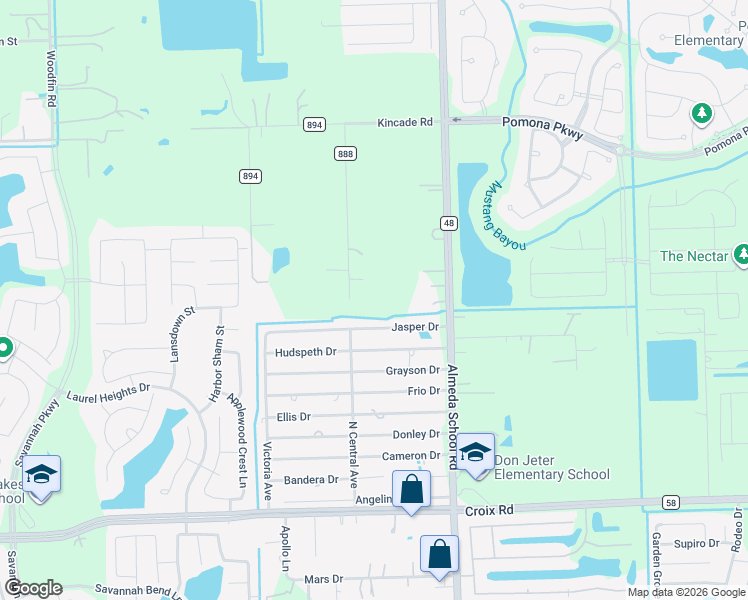 map of restaurants, bars, coffee shops, grocery stores, and more near 4503 County Road 888 in Rosharon