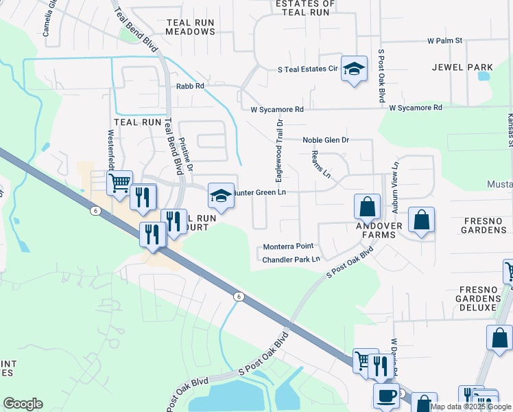 map of restaurants, bars, coffee shops, grocery stores, and more near 4606 Pleasant Trail in Fresno