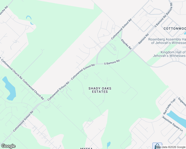 map of restaurants, bars, coffee shops, grocery stores, and more near 2102 Enchanted Oaks Lane in Rosenberg