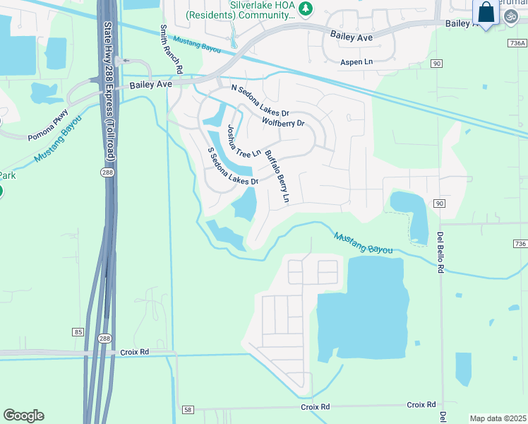 map of restaurants, bars, coffee shops, grocery stores, and more near 4402 Red Eagle Pass Lane in Manvel
