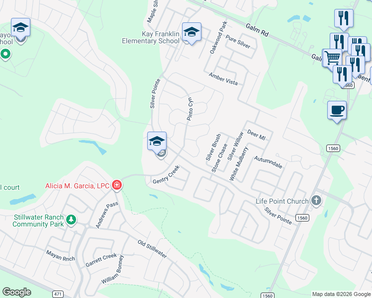 map of restaurants, bars, coffee shops, grocery stores, and more near 8449 Lajitas Bend in San Antonio