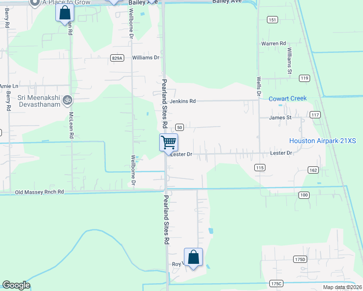 map of restaurants, bars, coffee shops, grocery stores, and more near 17517 Pearland Sites Road in Pearland