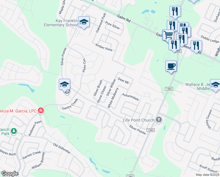map of restaurants, bars, coffee shops, grocery stores, and more near 8510 Stone Chase in San Antonio