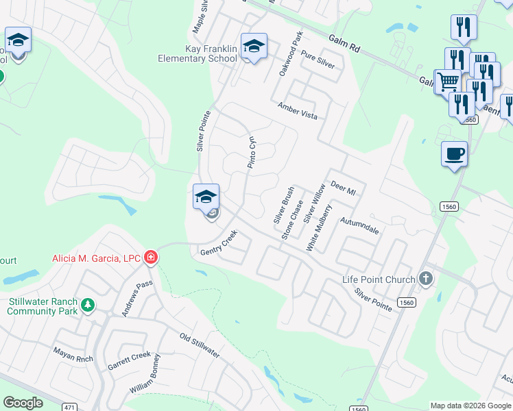 map of restaurants, bars, coffee shops, grocery stores, and more near 8449 Lajitas Bend in San Antonio