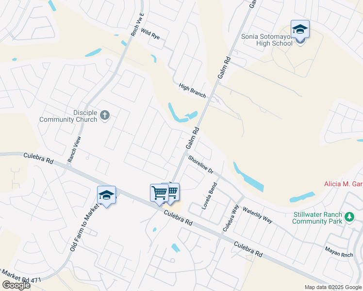 map of restaurants, bars, coffee shops, grocery stores, and more near 13307 Nueces Parke in San Antonio