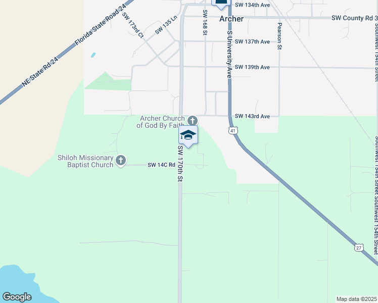 map of restaurants, bars, coffee shops, grocery stores, and more near 14533 Southwest 170th Street in Archer