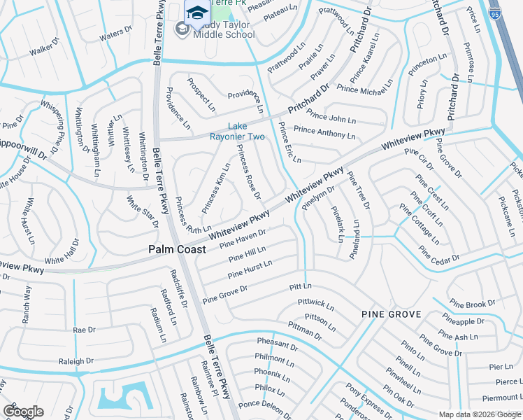 map of restaurants, bars, coffee shops, grocery stores, and more near 40 Princess Rose Drive in Palm Coast