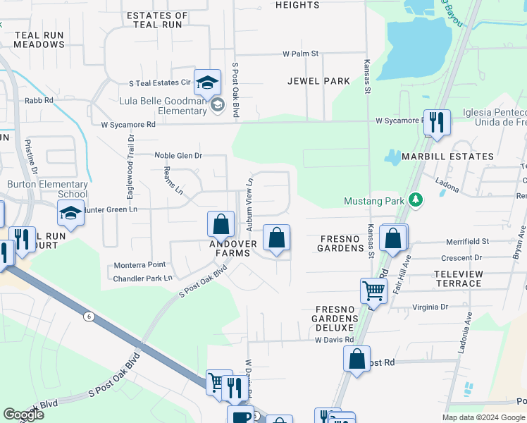 map of restaurants, bars, coffee shops, grocery stores, and more near 1010 Grafton Garden Lane in Fresno