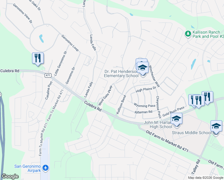 map of restaurants, bars, coffee shops, grocery stores, and more near 8614 Segura Way in San Antonio