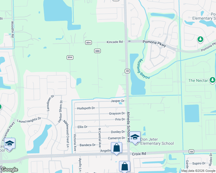 map of restaurants, bars, coffee shops, grocery stores, and more near 4503 County Road 888 in Rosharon