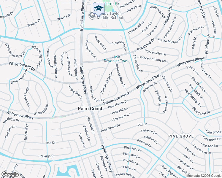 map of restaurants, bars, coffee shops, grocery stores, and more near 3 Princess Mari Place in Palm Coast