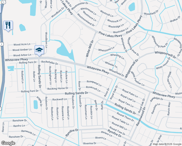 map of restaurants, bars, coffee shops, grocery stores, and more near 13 Rose Petal Lane in Palm Coast