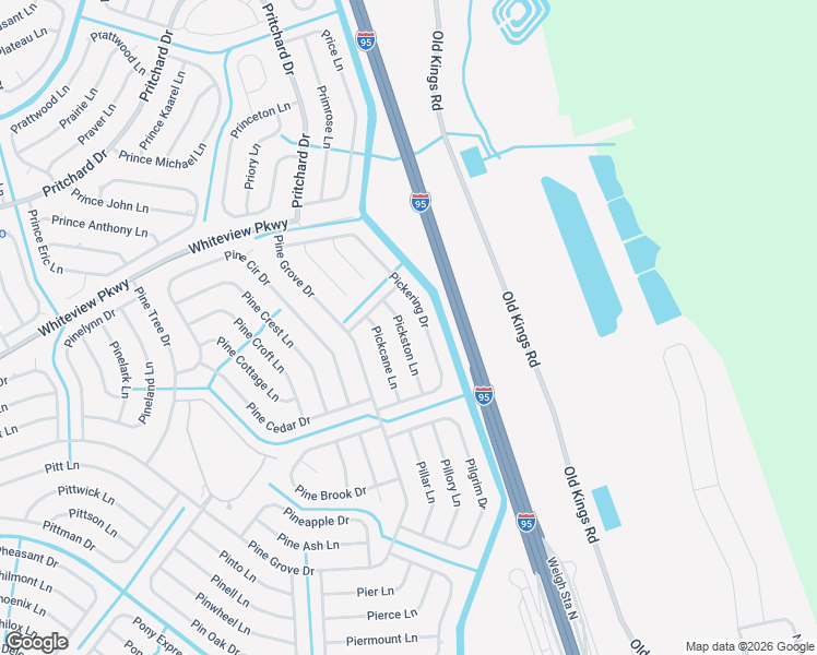 map of restaurants, bars, coffee shops, grocery stores, and more near 11 Pickston Lane in Palm Coast