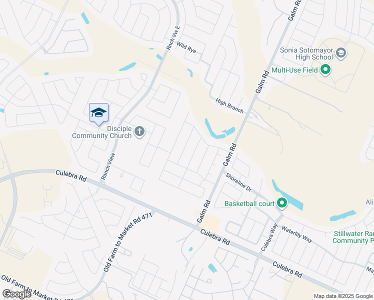 map of restaurants, bars, coffee shops, grocery stores, and more near 8443 Buckhorn Parke in San Antonio