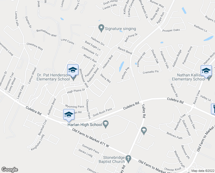 map of restaurants, bars, coffee shops, grocery stores, and more near 14115 Saratoga Pass in San Antonio