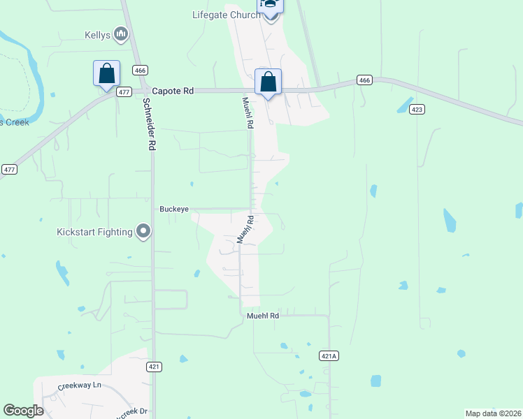 map of restaurants, bars, coffee shops, grocery stores, and more near 223 Muehl Road in Seguin