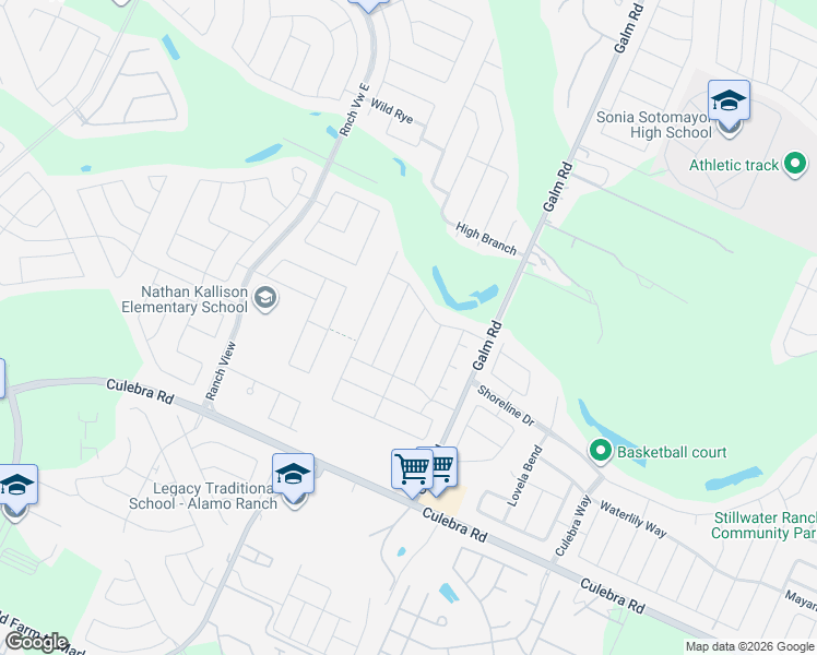 map of restaurants, bars, coffee shops, grocery stores, and more near 8462 Meadow Plains in San Antonio