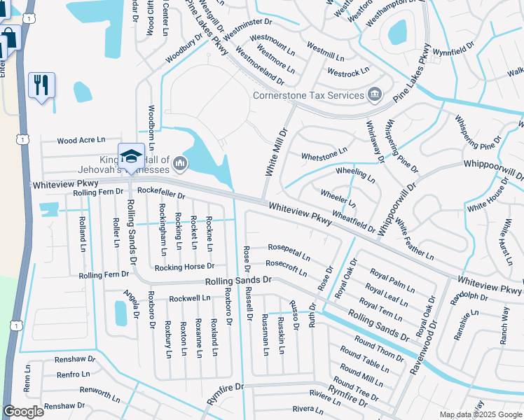 map of restaurants, bars, coffee shops, grocery stores, and more near 41 Rose Drive in Palm Coast