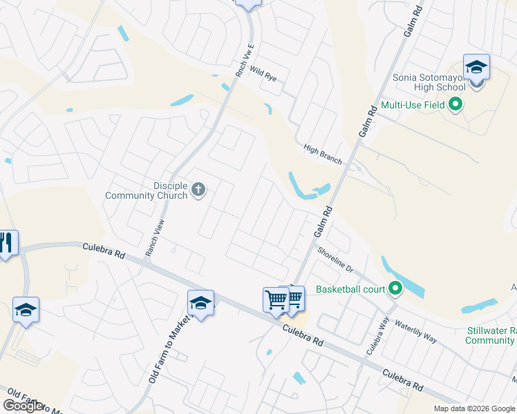 map of restaurants, bars, coffee shops, grocery stores, and more near 8443 Buckhorn Parke in San Antonio